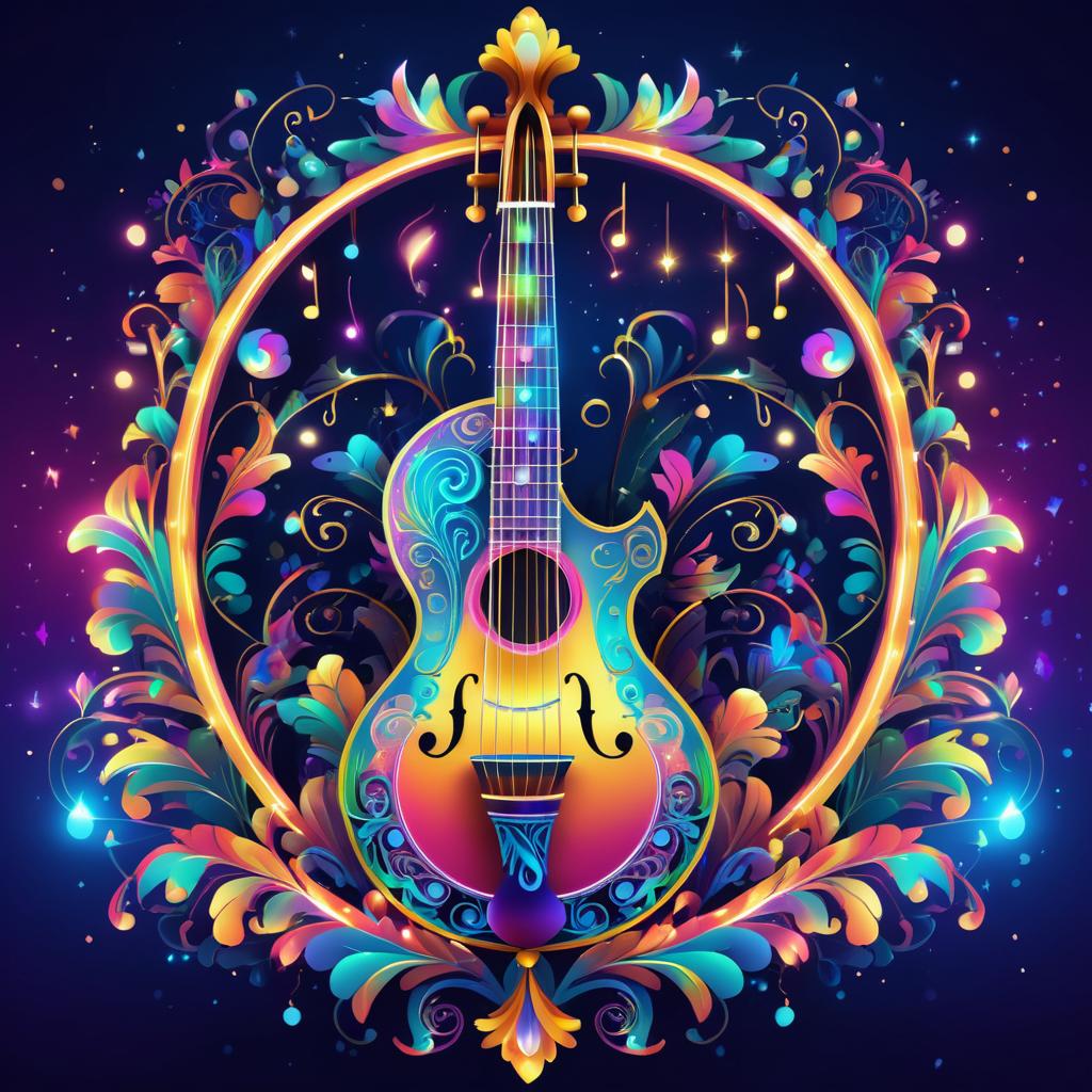 Whimsical Enchanted Musical Instrument Illustration