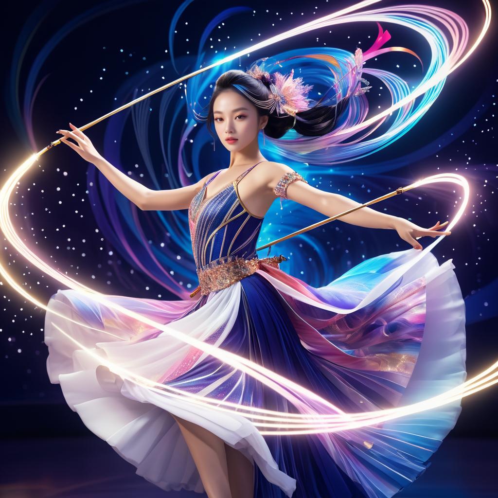 Dynamic Dancer with Sparkling Baton