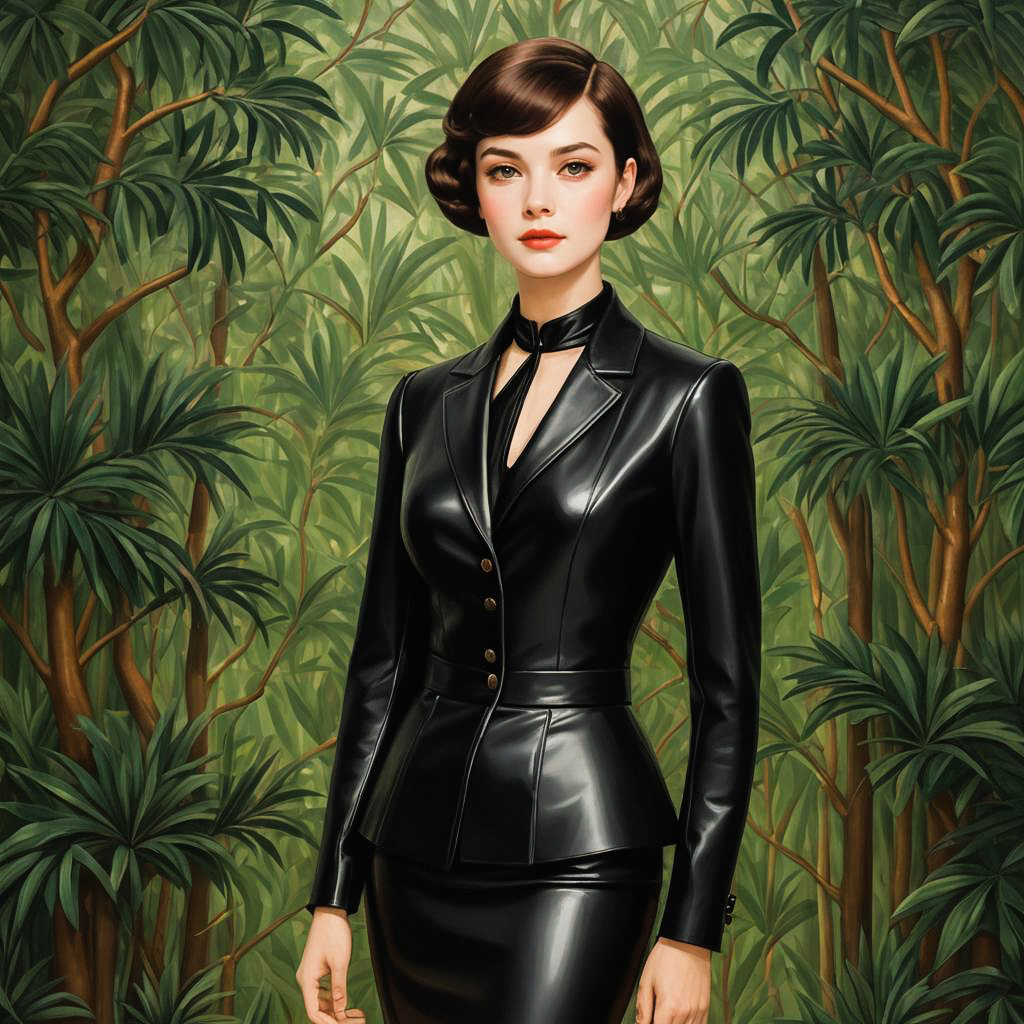 Elegant Socialite in Naïve Art Style