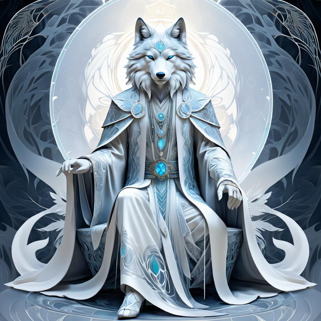 Elegant Wolf Shaman in Ethereal Style