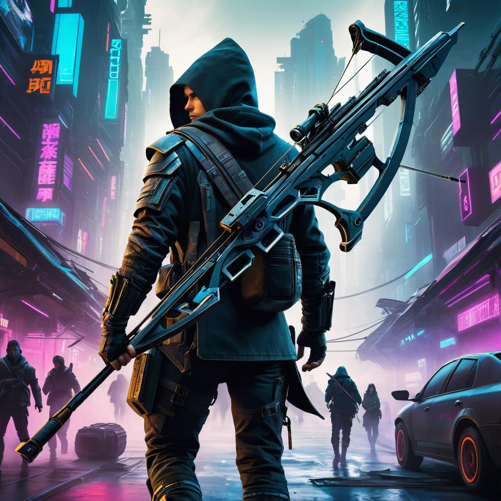 Rogue with Crossbow in Cyberpunk City