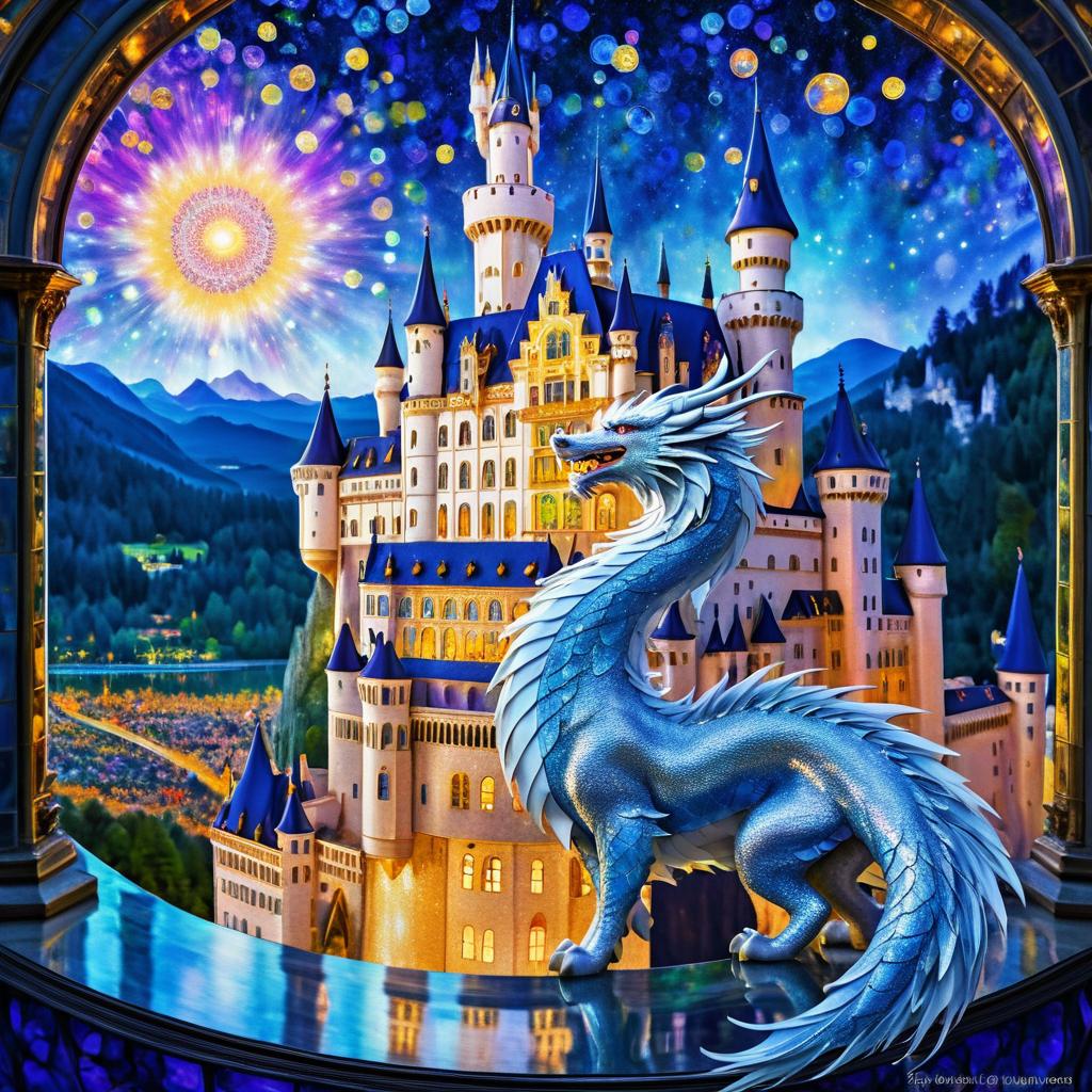 Silver-Haired Dragon at Fantasy Castle