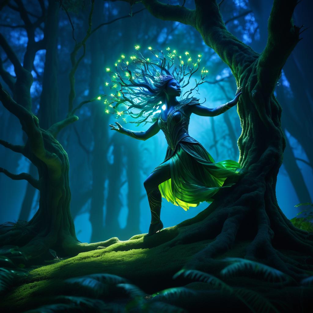 Cinematic Tree Spirit with Enchanted Lighting