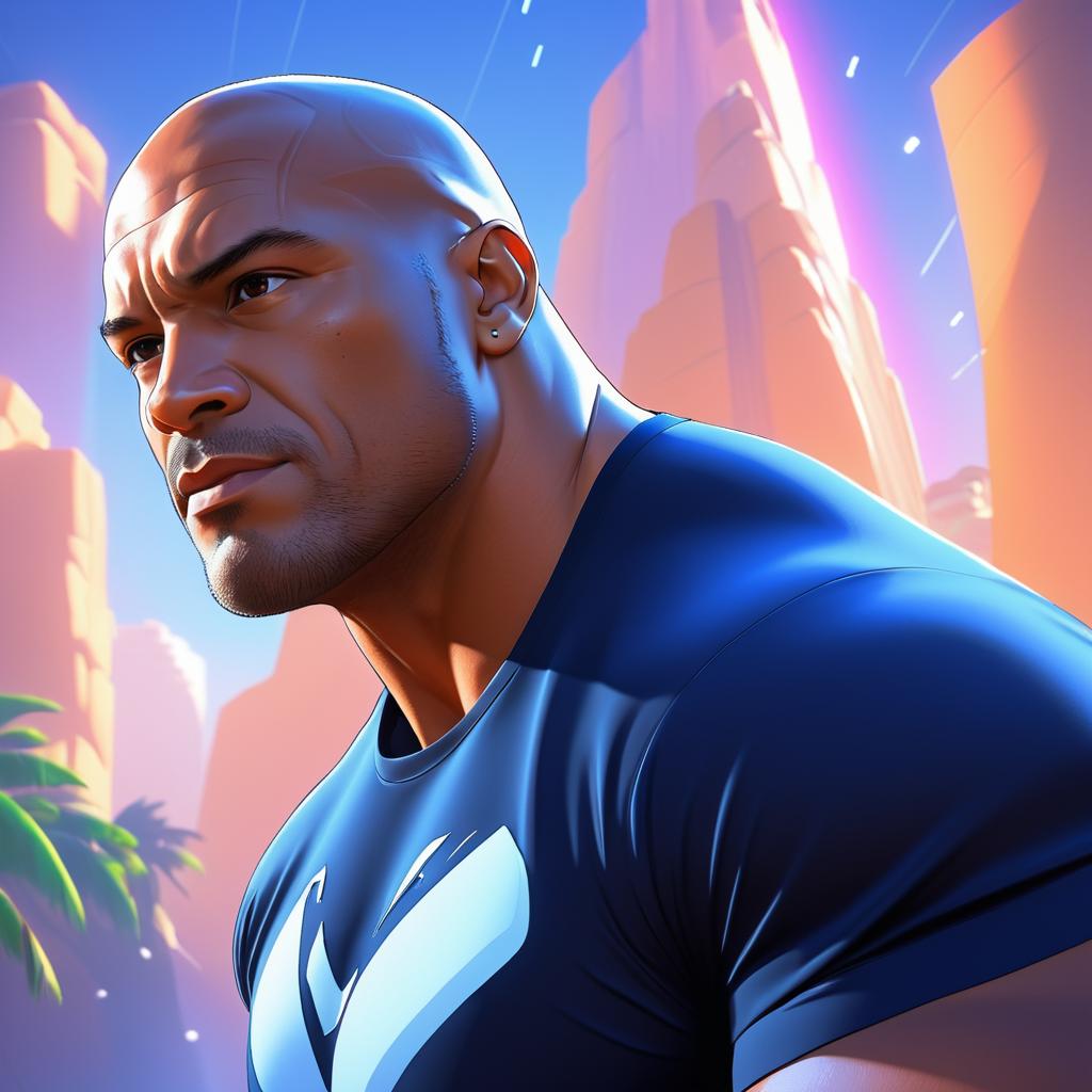 Stylized Dwayne Johnson in Blizzard Art