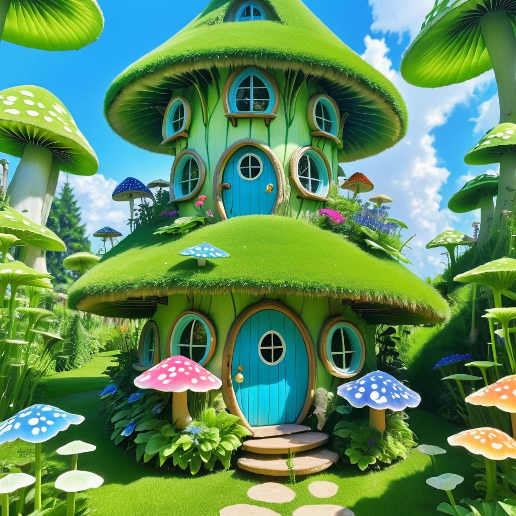 Whimsical Anime Troll in Mushroom Home