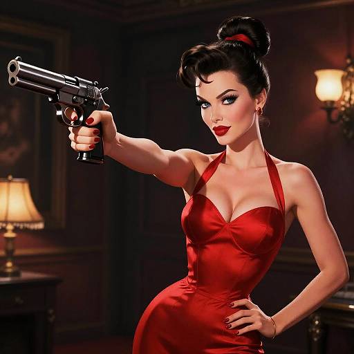 Jessica Rabbit Noir with Vintage Pistol