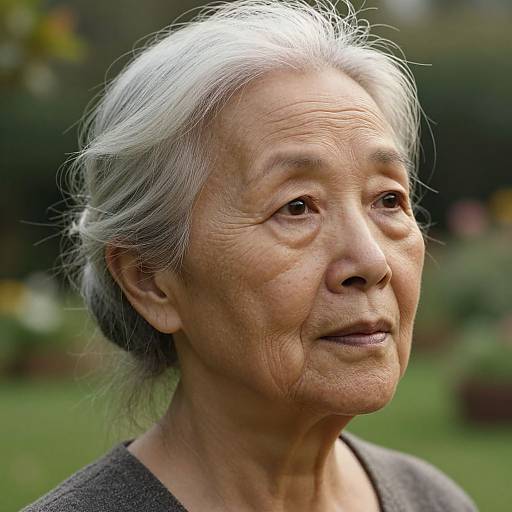 Weathered Wisdom in Serene Garden Portrait