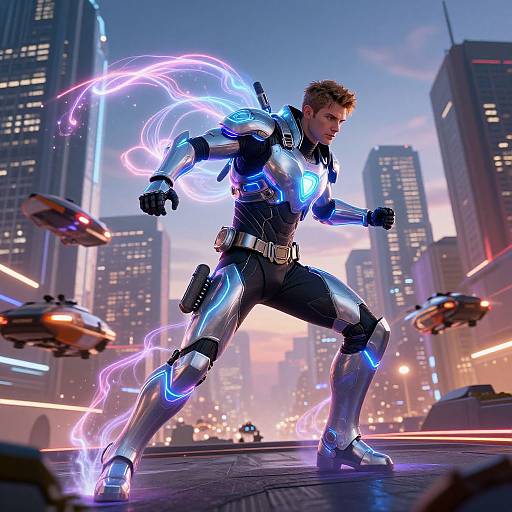 Flashman in Futuristic Cyberpunk City