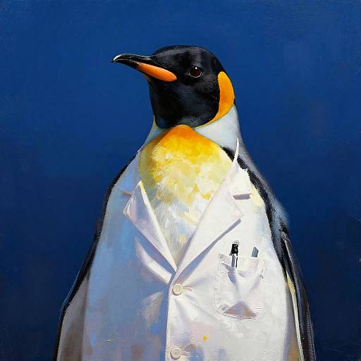 Dramatic Penguin Scientist Portrait