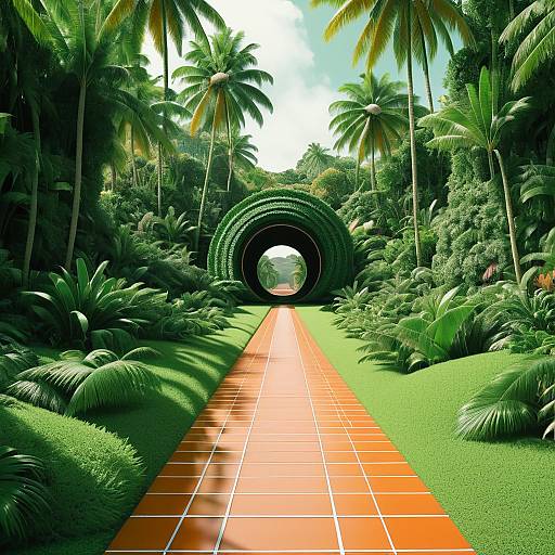 Stippled Pop-Culture Oasis Tunnel Scene