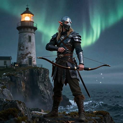 Twilight-Warded Elven Scout on Basalt Cliff