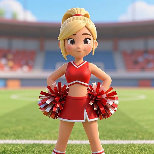 3D Cheerleader on Sports Field