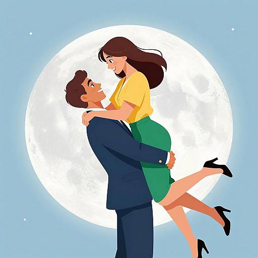 Romantic Moonlit Dance Illustration