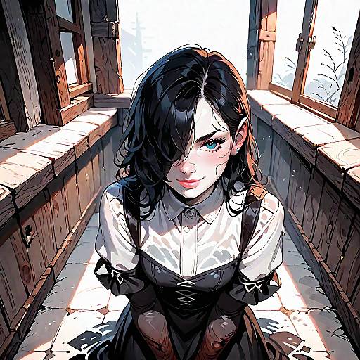 Eerie Pale Woman in Old House