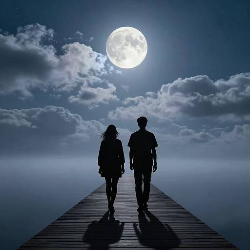 Silhouettes Walking Toward Celestial Horizon