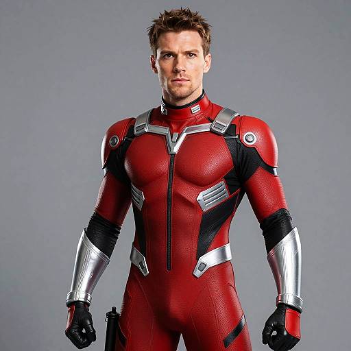 Man in Detailed Red and Black Misty Knight Cosplay