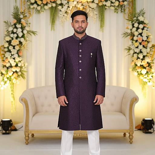 Man in Purple Sherwani at Wedding