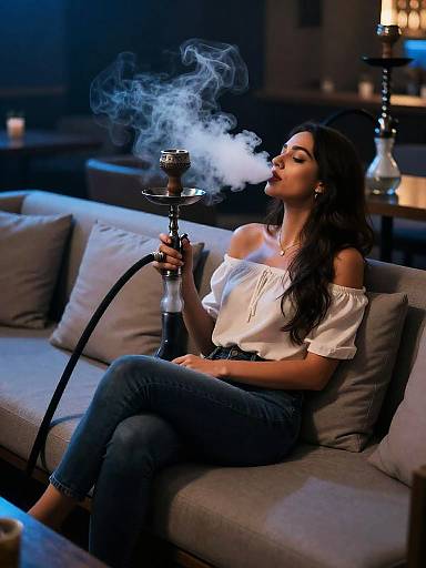Reclining Woman in Shisha Lounge