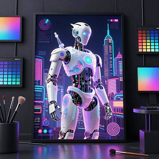 Futuristic AI Robot Poster Artist