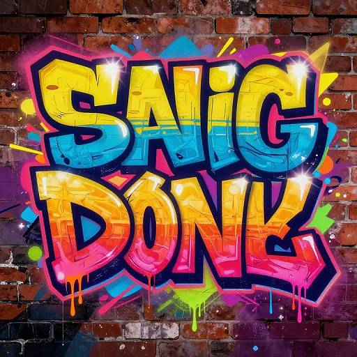 Vibrant graffiti-style text 