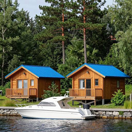Modern Wooden Cottages by Lakeshore