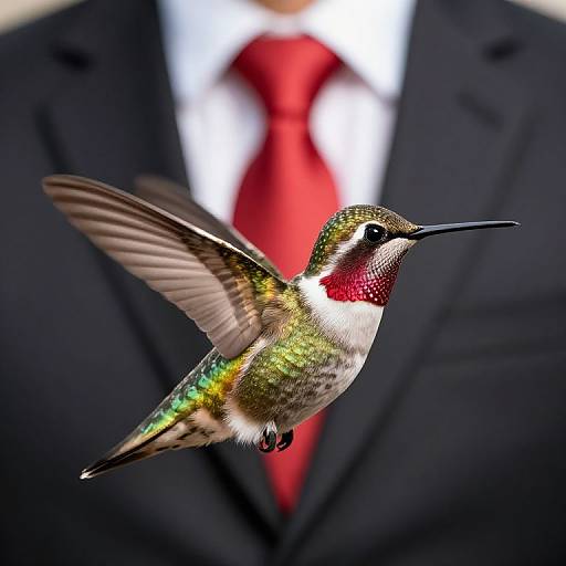 Business Hummingbird in Red Tie