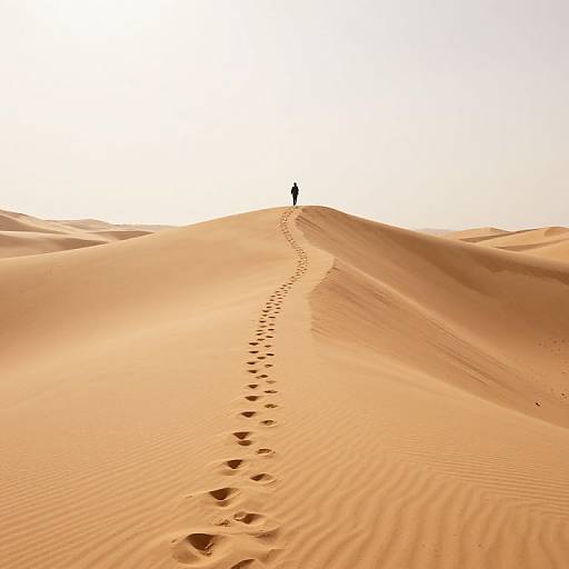 Solitary Figure on Golden Sand Dunes