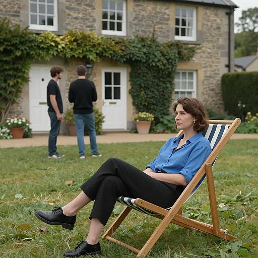 Relaxing Woman in Grassy Outdoor Setting