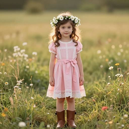 Whimsical Girl in Sunlit Meadow
