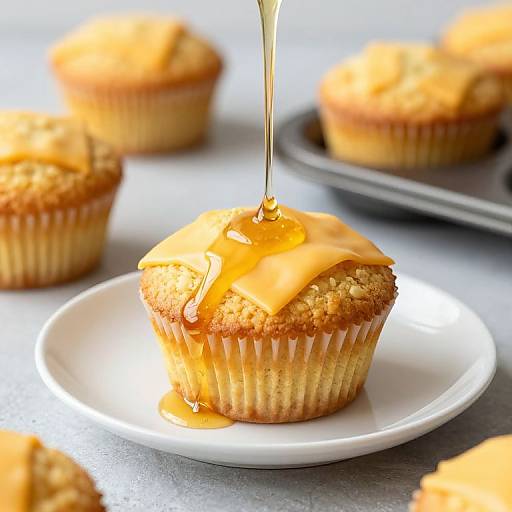 Golden Cornbread Muffins with Honey