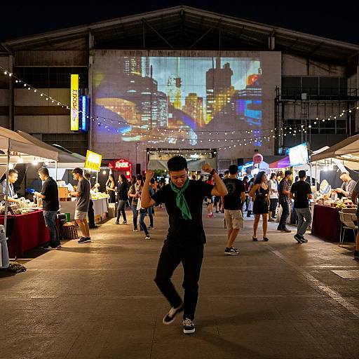 Vibrant Night Urban Festival Scene