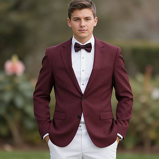 Maroon Wedding Suit Groom Portrait