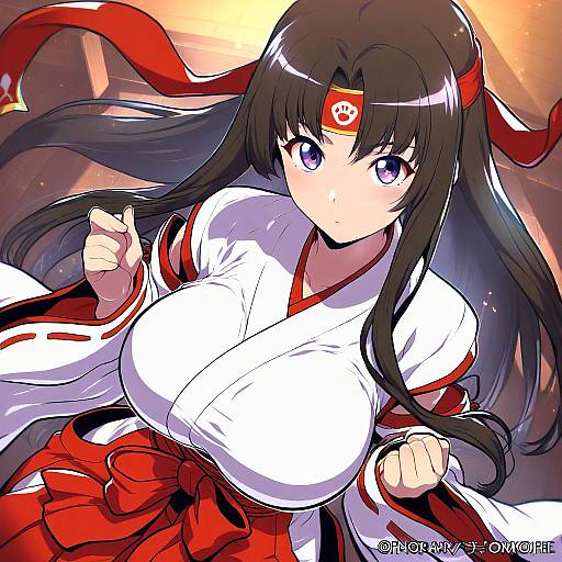 Illustration of Musha miko tomoe, queen's blade in the style of Matsumoto tomoyohi