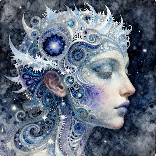 Psychedelic Icy Celestial Portrait
