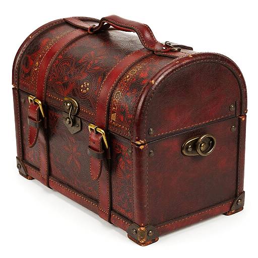 Vintage Leather Treasure Chest Close-Up
