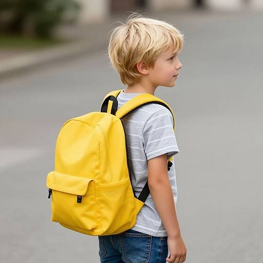 Blonde Boy with Backpack