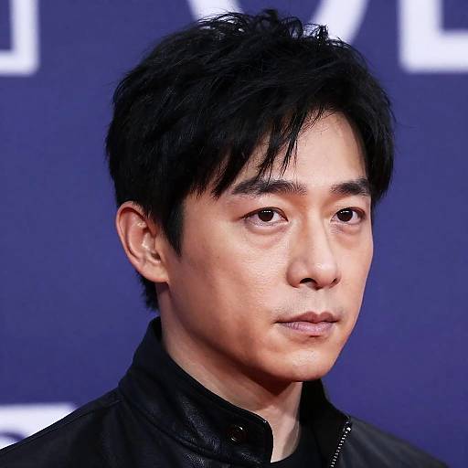 Asian Man in Black Leather Jacket