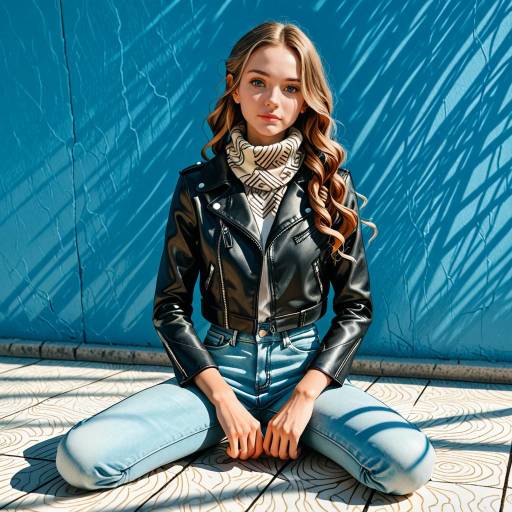 Woman in Leather Jacket and Scarf Outdoors
