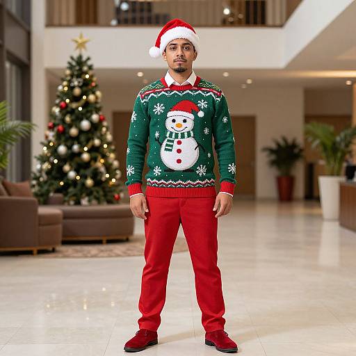 Man in Christmas Sweater Costume