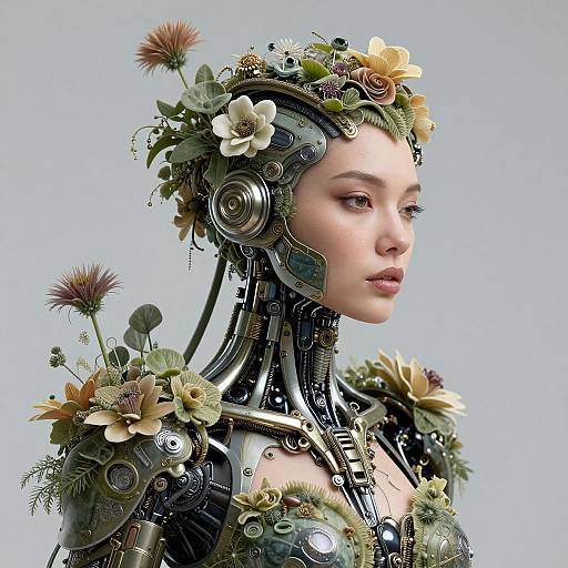 Cybernetic Woman with Biopunk Elements