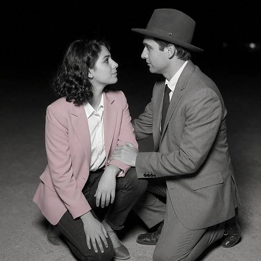 Intimate Nighttime Black-and-White Portrait