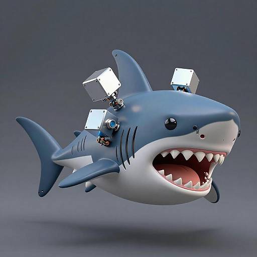 Intricate Shark Girl with Robotic Parts