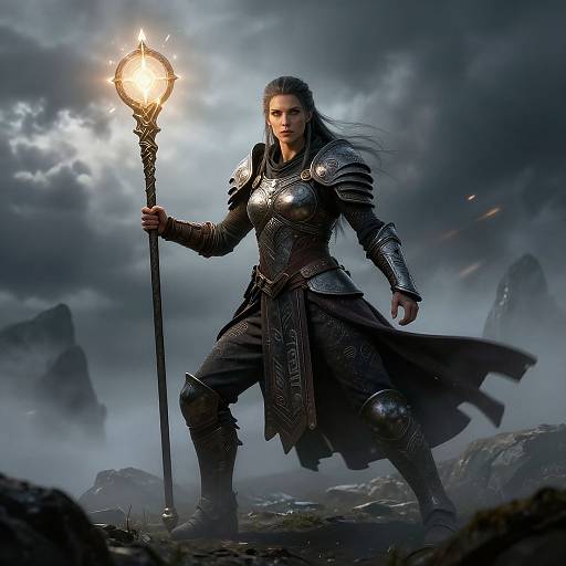 Half-Orc Cleric in Battle Stance