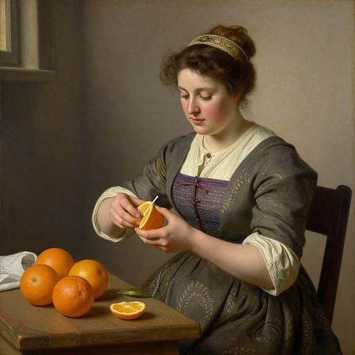 Peasant Woman Peeling Orange Painting