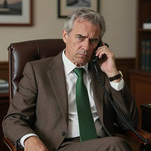 Middle-Aged Man in Dimly Lit Office