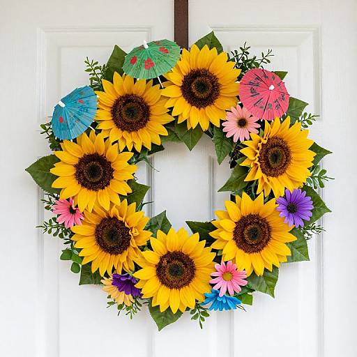 Colorful Summer Sunflower Wreath