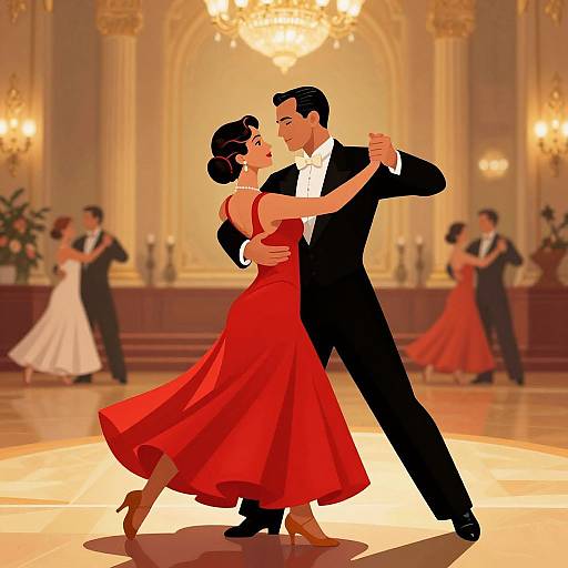 Romantic Ballroom Dance Illustration