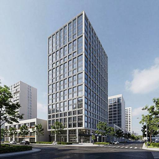 Modern Middle-Rise Glass Office Building