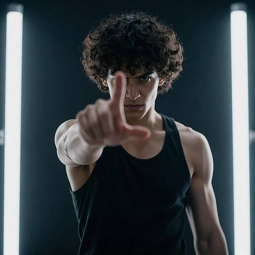 Blue-Tinted Menacing Reach Studio Portrait