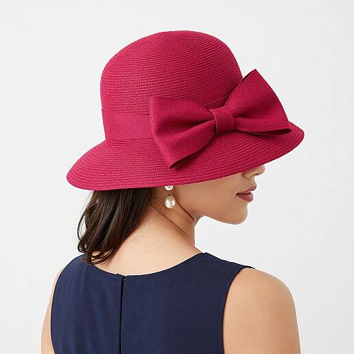 Elegant Woman in Raspberry Red Sinamay Hat